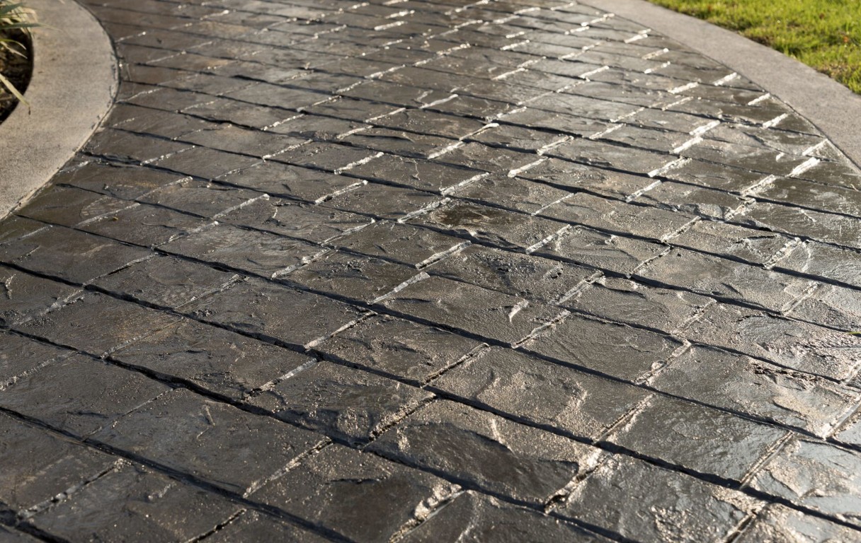 Decorative stamped concrete texture in Bedford, TX
